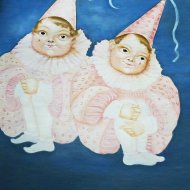 I piccoli  Pierrot    olio su tela 50x40   2000