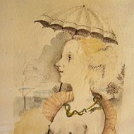 Simonetta Vespucci affronta il temporale  Acquerello con matita1989